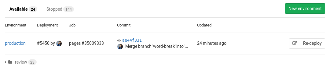 Environment URL in environments